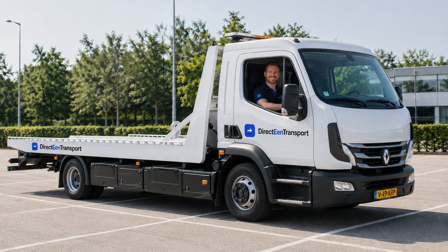 Oprijwagen van DirectEenTransport met chauffeur achter het stuur